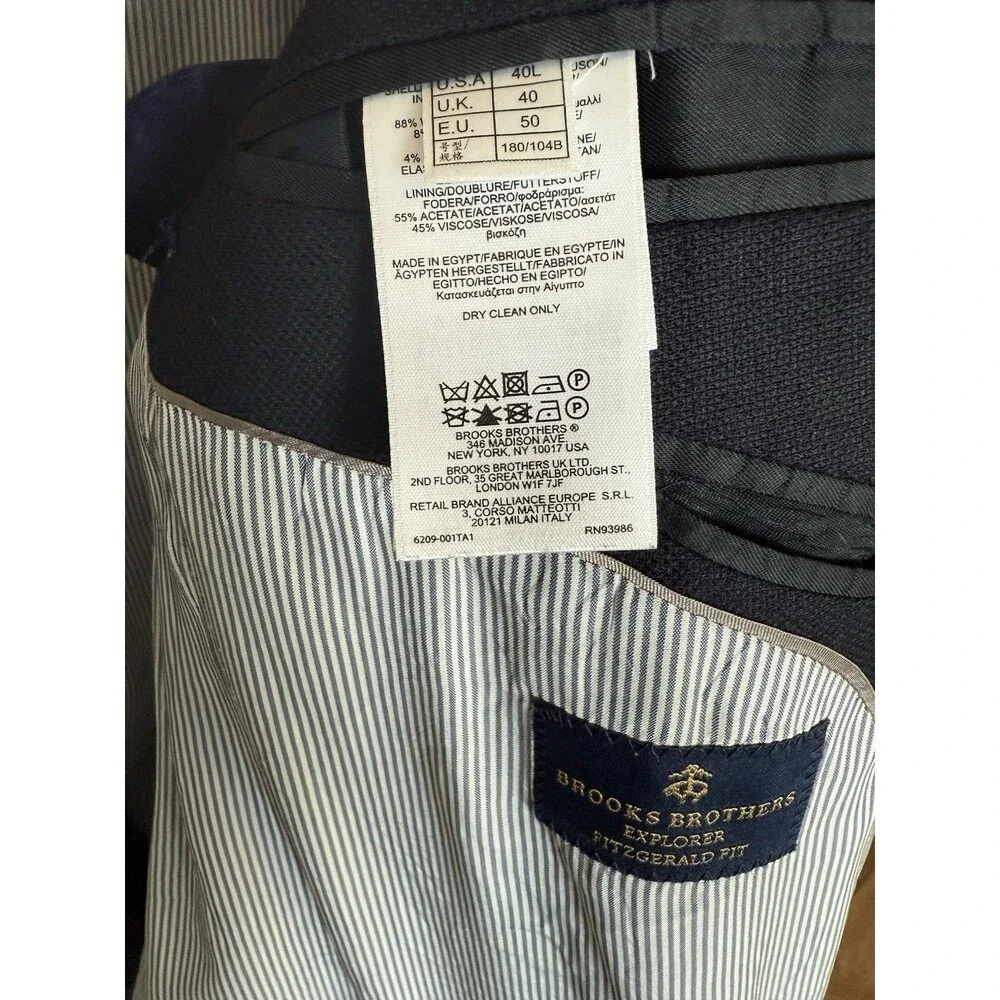 Brooks Brothers 40L Navy Gold Buttons Men’s Blazer Explorer Fitzgerald Fit